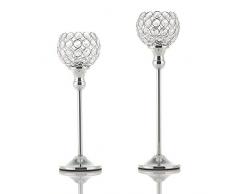 VINCIGANT Crystal Bowl Candelabro Candelabri portacandele Titolari Silver per Pranzo Tavolino Centrotavola Matrimoni Festa della Mamma/Decorazione Pasquale Set di 2