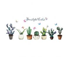 Cactus wall sticker piante in vaso decalcomania della parete piante verdi tropicali novità decorativa vinile murale di arte murale per finestra di vetro cabinet soggiorno ufficio camera dei bambini