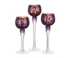 Inweder Portalumini Porta Candele Vetro - 3 Pezzi Portacandele Vetro Mercurio Centrotavola Portacandele Adatti Pilastri Candele Galleggianti Viola Portacandele Decorazione Della Casa Nozze Natale