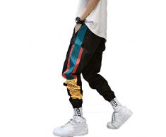 Dcola Pantaloni Sportivi da Uomo Primavera E LEstate Nuove Stelle Filanti Tuta Marea Pantaloni Casual Harem Hip-Hop Harem Pantaloni Larghi (XL, black1)