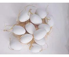 Uova di Pasqua Decorate, 12 PCS Uova di Pasqua Colorate da Appendere, Pittura di Artigianato Fai da Te di Pasqua, Bianco Uova Pasquali con La Corda, Ideale per Pasqua