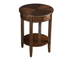 NOGRAX Tavolino in legno massello leggero di lusso, tavolino da tè, mobile ad angolo, tavolo rotondo, tavolino da divano, fioriera antica con piccoli cassetti durevole