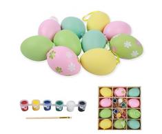 Ulikey 10 Pezzi Uova di Pasqua, Ornamenti di Uova di Pasqua, Decorazione di Uova Pasquali, Uova di Plastica Multicolore per la Decorazione e Regali del Partito di Pasqua