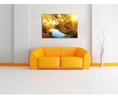 Paesaggio con lago e alberi, pittura su tela, Immagini XXL completamente incorniciate con grandi cornici di cuneo, foto muro Stampa artistica con cornice, più economico di pittura o di un dipinto a olio, non un manifesto o un