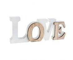 Centrotavola in legno bianco e naturale con testo Love (1) R/6828