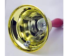Campana di Babbo Natale 18 cm - Oro con Manico Rosso - Campana da Tavolo Campanella per Costume di Babbo Natale