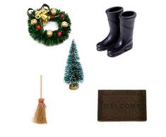 Weimoli Accessori Casa Delle Bambole In Miniatura 5 Pezzi Giocattoli da Gioco in Miniatura Natalizi Desktop Ghirlande di Natale Forniture Darte di Natale per 1/12 Casa Delle Bambole Artigianato
