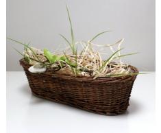 Cestino In Vimini Intrecciato Naturale - 43x27x20 Cm - Realizzato A Mano In UE - Per Spesa, Picnic O Regalo