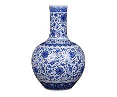 Wddwymll Vaso di Fiori di Loto Cinese, Vaso in Ceramica Blu e Bianco Jingdezhen Piccolo, Vaso per Decorazioni per la casa, Altezza 47 cm