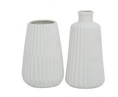 Boltze - Set di vasi Esko, 2 pezzi (bianco opaco, vasi di fiori in ceramica, diametro circa 8,5 cm, decorazione per interni, senza fiori, stile scandinavo) 5549600