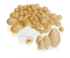 com-four® 96x Uova di Pasqua come decorazioni pasquali - uova di Pasqua con motivi naturali - uova artificiali decorative colorate in 4 dimensioni (marrone - 96 pezzi)