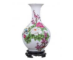 Black Temptation Vaso Decorativo Cinese di Arte Vaso di Ceramica Bianco Cinese, peonia