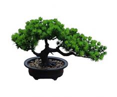Aisamco Bonsai Artificiale Pianta Finta Pianta da Vaso Piante domestiche Artificiali in Vaso Pianta di Bonsai di Pino Giapponese 19 cm di Altezza 34 cm di Larghezza per la Decorazione Domestica
