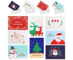 KostaTech Cartoline di Natale,Biglietto Auguri Natale con Buste,Regalo Natale Cartoline 8 Pezzi, Carte in bianco di carta per il saluto dei giorni di Capodanno di Natale