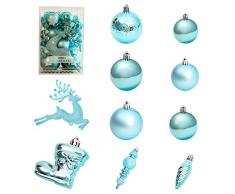 30Pcs Palline Albero Natale, Albero di Natale Palla Decorazioni, Plastica Addobbi Natalizi, Ornamento Palla di Natale, Appendere le Palle di Natale per Festival Nozze Feste (Blu)
