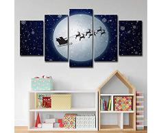 Babbo Natale Stampe su Tela 5 Pezzi Galleria d'Arte innovativa Stampa su Tela Moderna Pittura Decorativa Decorazione della Parete d'Arte