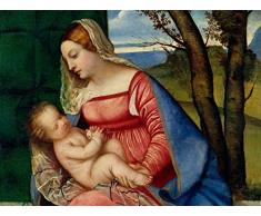 Feeling at home Stampa-su-Tela-INCORNICIATA-Tiziano-Cm_64_X_85-Madonna-col-Bambino-Madonna-Jesus-Religiosa-Quadro-su-Tela-con-Cornice-a-Cassetta-Americana-Canvas-incorniciato-allAmericana