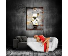 'Fotoleinwand24 - Stampa su tela "Banksy" Graffiti 100 x 70 cm K. Poster. # 662 tela già su telaio. Pop Art dipinto stampe artistiche da parete, immagini, immagini per decorazione - decorazione/immagini da parete Top 200 "Bansky Streetart