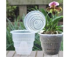 Set di 4 pz, vaso di fiori trasparente per di orchidee, con foro traspirante, fioriera in plastica per decorazioni da scrivania o da giardino, Come da immagine, 15 cm
