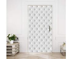 murimage Carta Parati Porta Pelle Bianco 86 x 200 cm Include Colla Poster Wallpaper Ottica 3D Cuoio Trapuntato Diamante Portone Ingresso Entrata Fotomurali