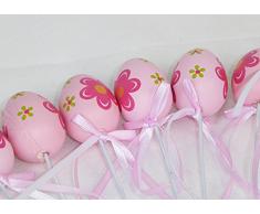 Pz 12 Pick Uovo Cm 4 Con Nastrino Per Decorazioni E Addobbi Primavera Pasqua (Farfalla)