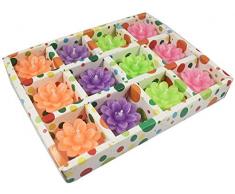 Candele a forma di fiore di cera galleggianti senza fumo, multicolore, set da 48