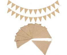 G2PLUS 3.7M Bandierine Triangolari Bandierine Ghirlanda di Bandierine Bandierine di Iuta 13PCS Gagliardetto di Tela Vintage Decorazione per Matrimoni Feste di Compleanno