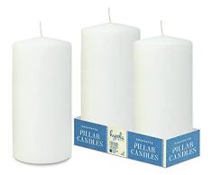 Hyoola Candele Bianche Cilindriche - Candele Decorative a Colonna 10 x 20 cm - Candele Lunga Durata Senza Profumo - Set da 2 Candele Bianche Cilindro - Candele Cilindro Made in EU