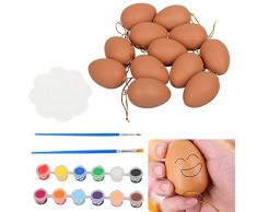 Speyang Uova di Pasqua in Plastica, Uova di Plastica Colorate con Nastro Colorato, 12 Pezzi Uova Pasquali da Appendere Fai da Te di Pasqua per La Decorazione e Regalo