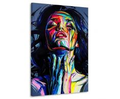 Artedinoi - Quadro moderno Donna Pop Art Colour stampa su tela bellissima XXL