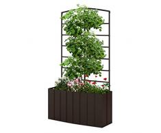 COSTWAY Fioriera da Giardino con Traliccio 111 cm, Letto Rialzato di Metallo per Piante Rampicanti, Fioriera per Interni ed Esterni per Giardino, Pati, Balcone e Cortile, 61 x 20 x 111 cm