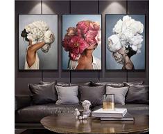 Quadri Astratti Moderni su Tela Fiori Donna Arte murale Pittura Piuma Poster e Stampe Immagini a Parete per Soggiorno Decor Senza Cornice 50cmx70cmx3 pz