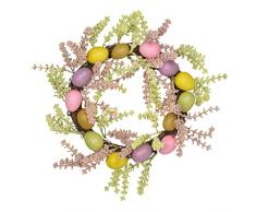 nihngvjm Corona di Uovo di Pasqua Artificiale Corona di Pasqua da 14,2 Pollici con Uova Colorate e Fiori Corona di Primavera for la Decorazione di Pasqua della Parete della Porta dingresso Ghirlanda