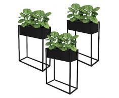 ML-Design Set 3x Supporti per Piante Fiori Portavasi 60x25x78 cm Metallo Nero Robusto Resistente alle Intemperie Piedistallo Decorativo Design Moderno Fioriera da Terra Rialzata per Interni/Esterni