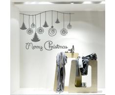 NT0012 Adesivi Murali - Filo decorazioni - Vetrofanie natalizie - 120x85 cm - Argento - Decorazioni vetrine per Natale, stickers, adesivi
