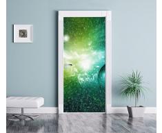 Stardust e gas foschia in un effetto matita arte lontana galassia come Murale, Formato: 200x90cm, telaio della porta, adesivi porta, porta decorazione, autoadesivi del portello