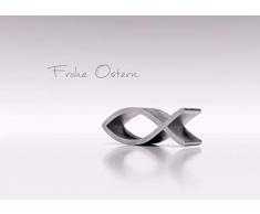 Set di 3 cartoline di Pasqua XL DIN A5, biglietti pieghevoli, Buon Pasqua con buste/buste e 3 ciondoli a forma di pesce, con ciondolo in plastica biologica, Made in Germany