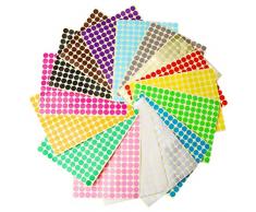 2640 Pezzi Stickers Rotondi Colorati, 10mm Bollini Adesivi Colorati Stickers Pallini Colorati, Adesivi Tondi Colorati per Forniture per Ufficio a Casa (16 Colori)