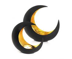 Gadgy Set Portacandele | Porta Candele da Tavolo | Centrotavola Moderno Design | Candelabro Nero | Candele Decorative | Shabby Chic Casa Accessori Home | Candele Oro | Lanterna Luna | Portacandela