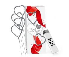 h2i - Candele magiche a forma di cuore di colore oro o argento, Cat F1 (4 pezzi color argento)