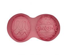 Gespout Muffa Pasqua Uovo Intaglio Fiore Silicone Torta Stampo DIY Candela Muffa per Caramelle Gelatina Clay Soap Craft Making Dessert(Rosa)