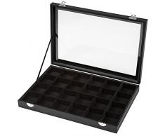 TecTake Scatola espositore per gioielli monili portagioie portagioielli box 24 posti - nero -