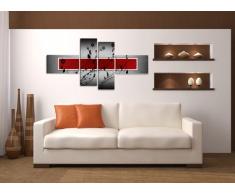 Visario 6535 - Set di 4 Quadri su Tela Senza Cornice, 160 cm, Colore: Rosso