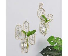 Justdolife Vaso di Vetro Vaso di Fiori con Fioriera in Vetro Creativo con Pannello A Griglia A Parete