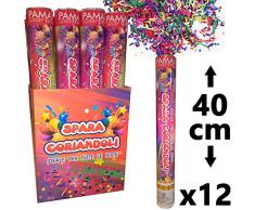 CONF. 12 pz. Tubo Cannone Sparacoriandoli COLORATI Compleanno Festa Party 40 cm