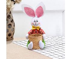 Amosfun Coniglio di Pasqua Cesto di Uova Cesto di Caramelle Contenitore di stoccaggio Verde