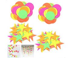 Ghirlanda Di Carta Al Neon - Forniture Per Feste Fluorescenti Sospesa Con Stelle Archi Rotondi Decorazioni Da Appendere Compleanno Compleanno, 4 M, 4 Pezzi