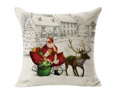 Longra Natale Piazza Lino tiro di lino Federa Cuscino decorativo