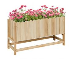 Outsunny Fioriera da Esterno, Verticale e Salvaspazio in Legno di Abete con Foro di Drenaggio e Rivestimento Interno, 86x30x50 cm, color Legno
