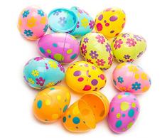 Youool Uova di Pasqua, Uova di Pasqua Colorate in plastica Stampata Uova assortite Fai-da-Te per Bambini, per la Festa di Caccia di Pasqua (12 Pezzi)